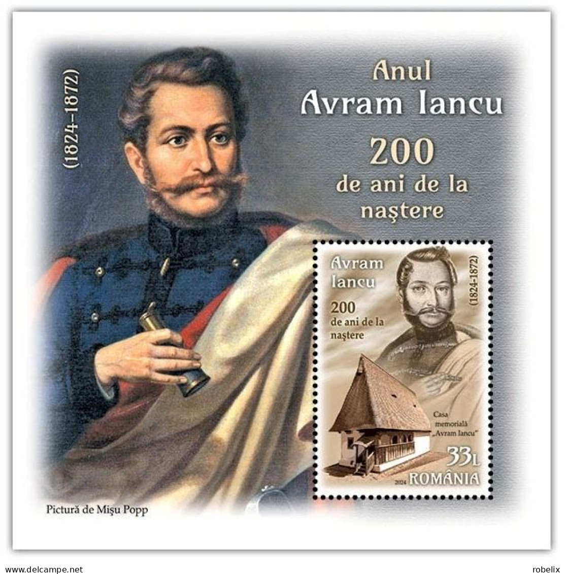 ROMANIA 2024 - AVRAM IANCU, 200 YEARS SINCE BIRTH Perforated Souvenir Sheet MNH** - Neufs