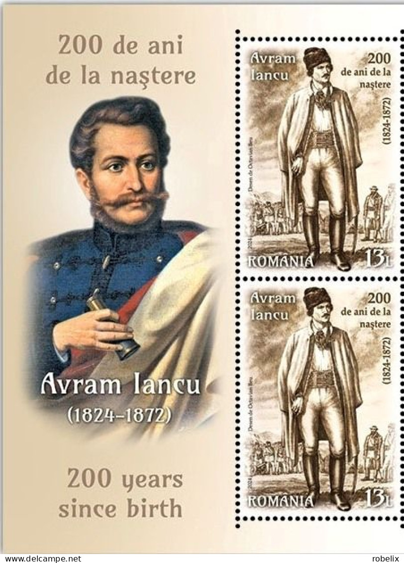 ROMANIA 2024 - AVRAM IANCU, 200 YEARS SINCE BIRTH  2 Sets  With Illustrated Border MNH** - Neufs