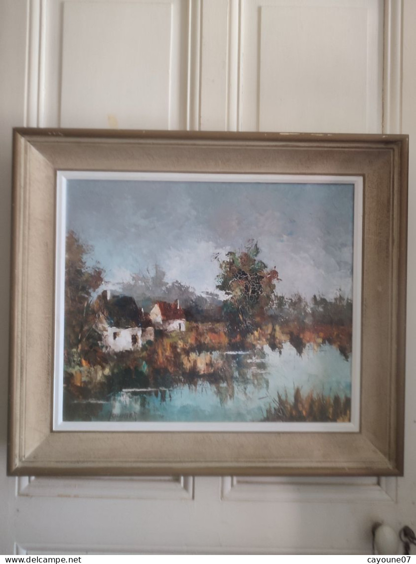 Claude MOURIER (1930- ) "L'étang De Verrières "huile Sur Toile Post Impressioniste - Olieverf