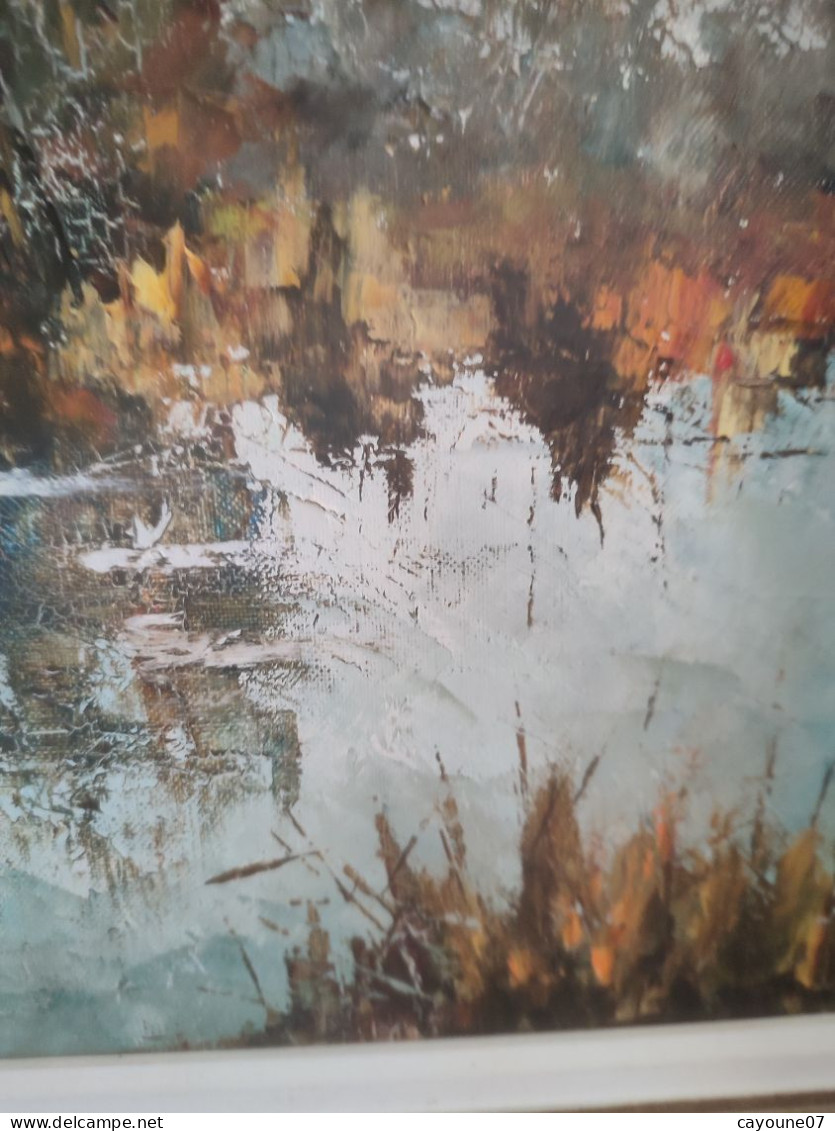 Claude MOURIER (1930- ) "L'étang de Verrières "huile sur toile post impressioniste
