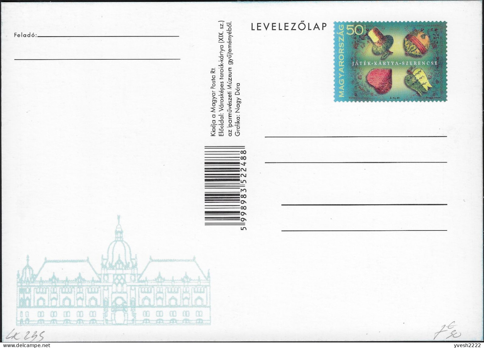 Hongrie 2005 Entier Postal. Jeux De Cartes Traditionnels - Sin Clasificación