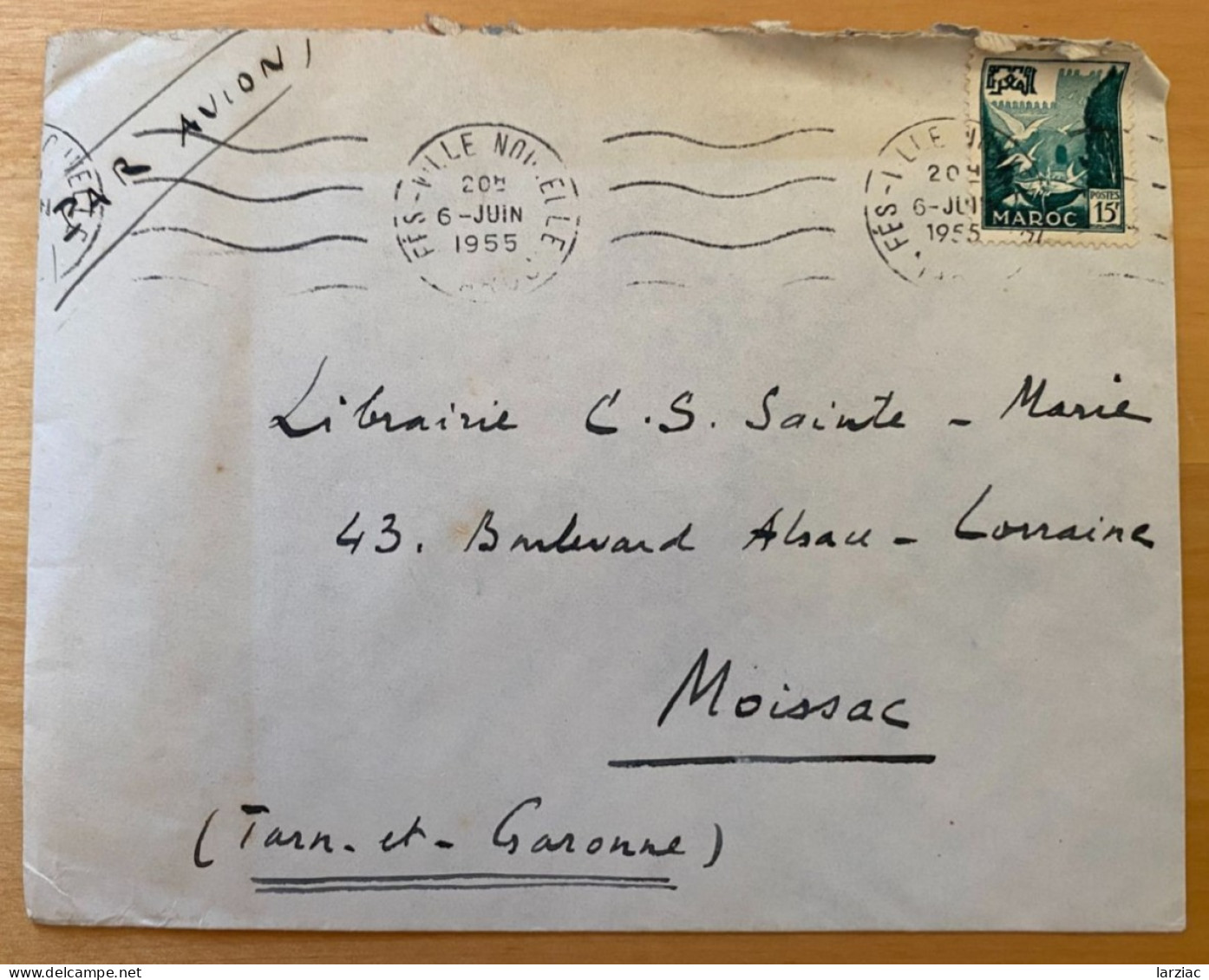 Enveloppe Maroc Affranchie Pour La France Oblitération Fès Ville Nouvelle 1955 - Marruecos (1956-...)