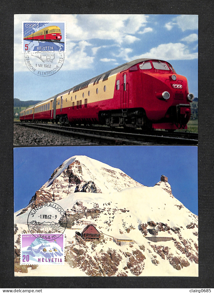 SUISSE - HELVETIA - 2 Cartes Maximum 1962 - Trans-Europ-Express - Jungfraujoch, Berghaus - Maximum Cards
