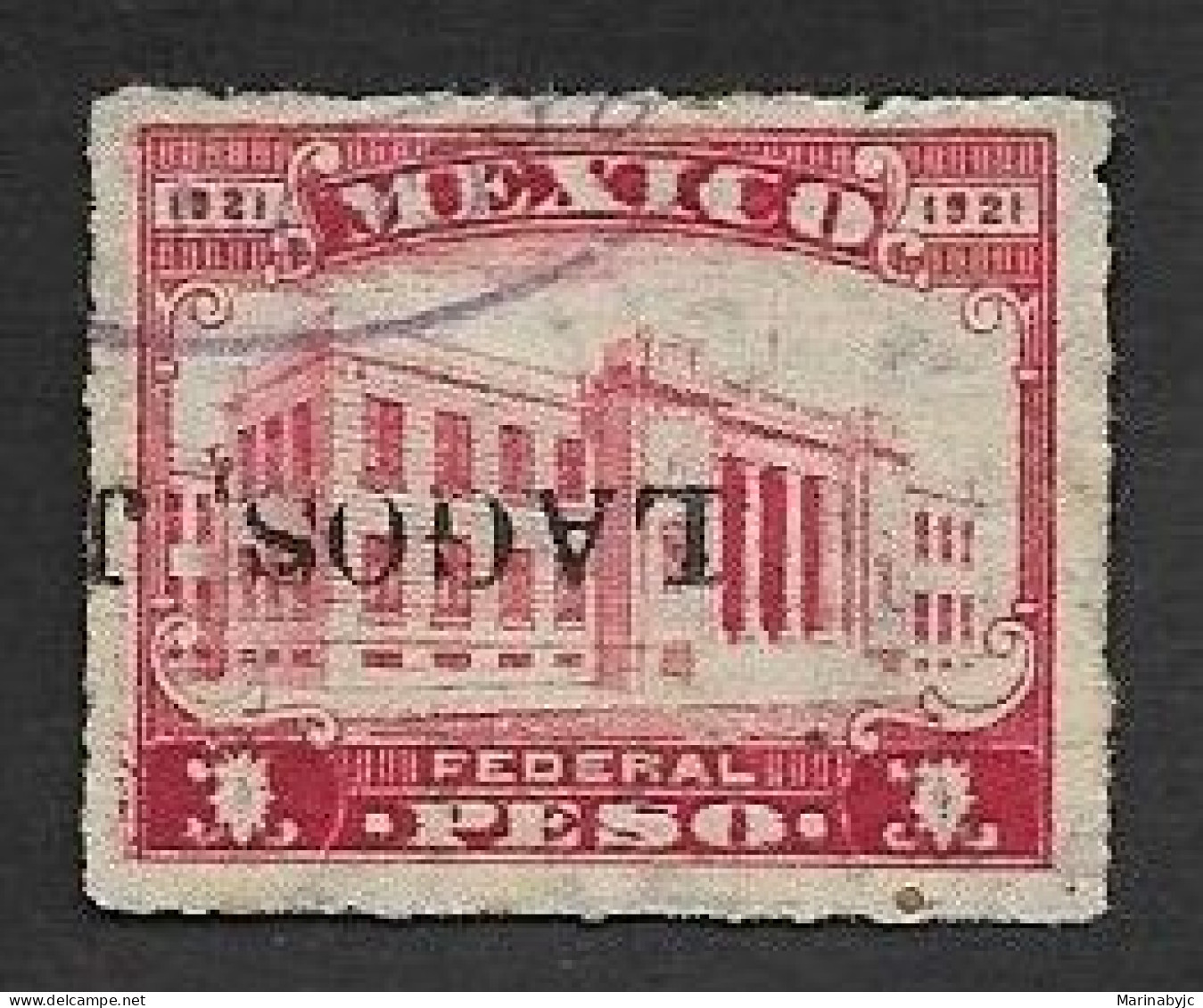 SE)1921 MEXICO, 1P TAX STAMP WITH LAGOS DISTRICT INVERTED, USED - Mexico