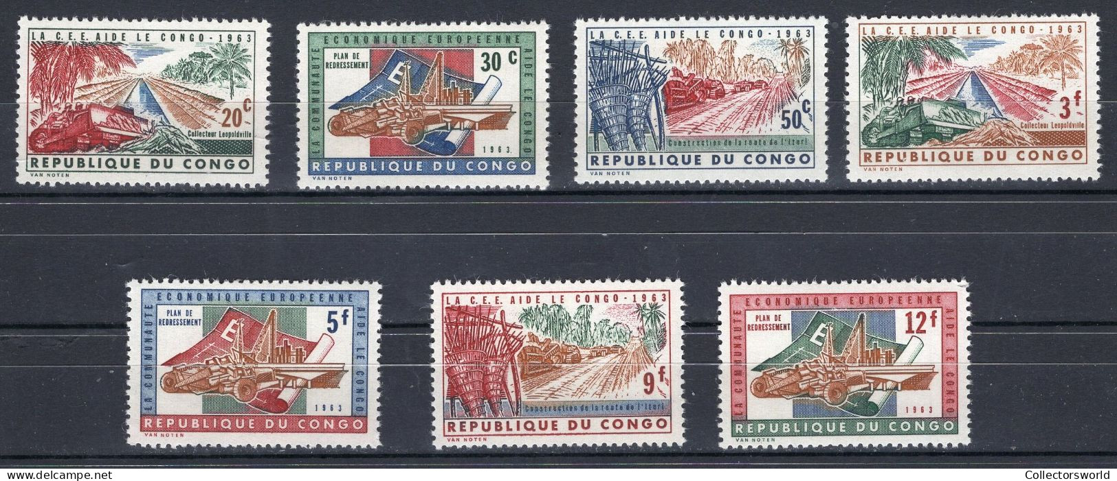 Congo DR  1963 Serie 7v European Economic Community Aid - Farming, Harvest Machines, Industry MNH - Mint/hinged