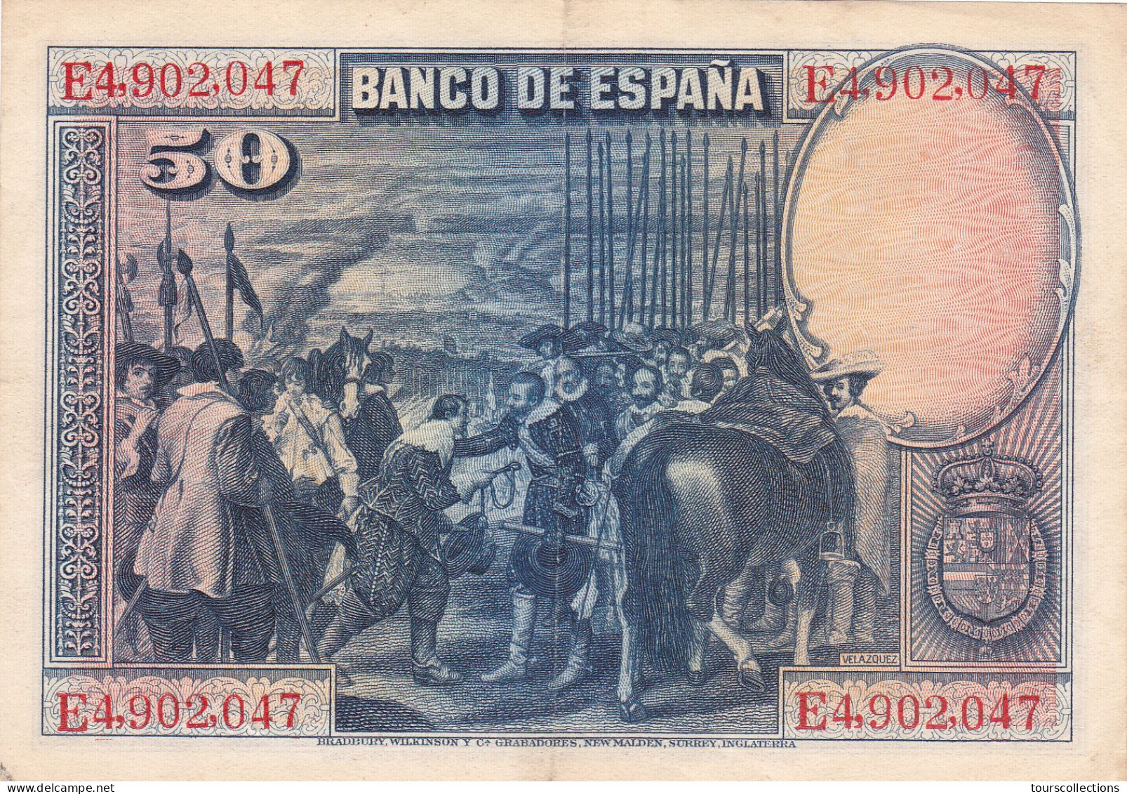 ESPAGNE - 50 PESETAS 1928 - VELAZQUEZ N° Série E4902047 - 50 Pesetas