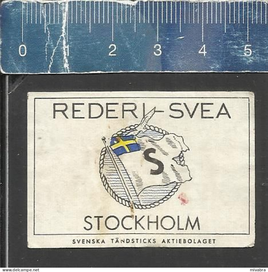 FLAG REDERI SVEA STOCKHOLM ( SHIPPING LINES ) - OLD MATCHBOX LABEL MADE IN SWEDEN - Matchbox Labels