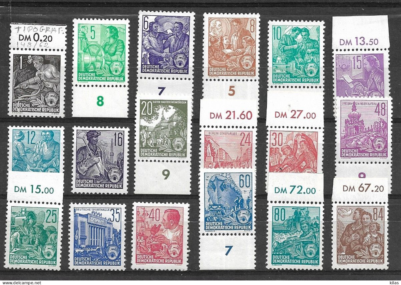 GERMANY DEMOCRATIC REPUBLIC  1954  Definitives , Typographical MNH - Neufs
