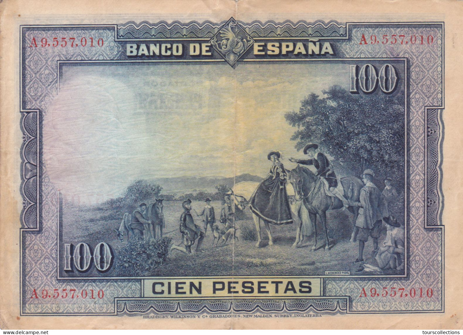 ESPAGNE - 100 PESETAS 1928 - CERVANTES N° Série A9557010 - 100 Pesetas