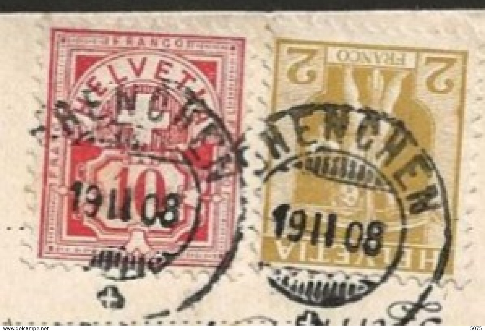 1908 Carte  Affr Mixte Z83 +z101 Obl Grenchen - Poststempel