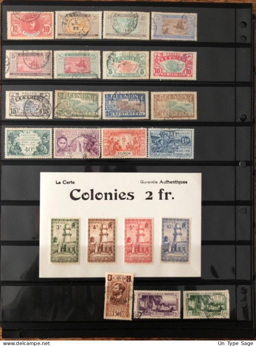 Colonies Françaises - lot collection en un classeur, qq pages volantes et 16 pochettes - 48 photos à voir