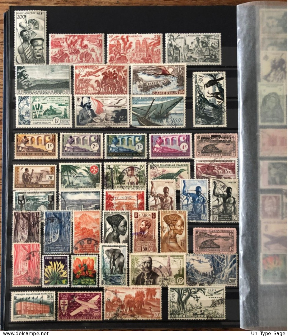 Colonies Françaises - lot collection en un classeur, qq pages volantes et 16 pochettes - 48 photos à voir