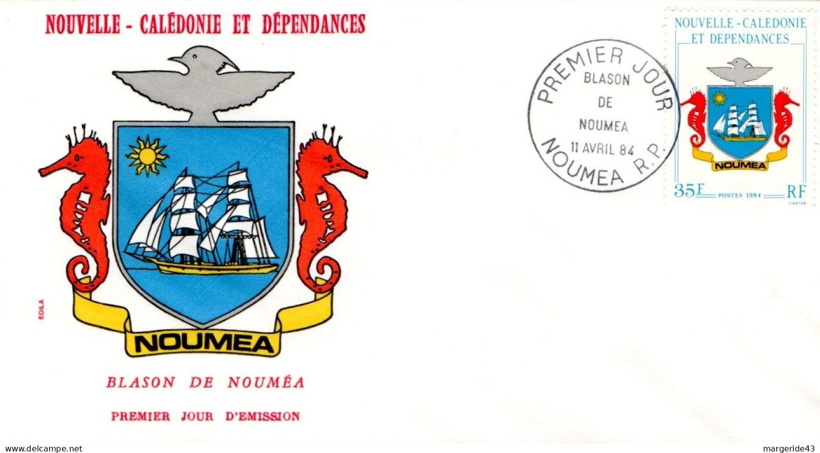 NOUVELLE CALEDONIE FDC 1984 BLASON DE NOUMEA - FDC