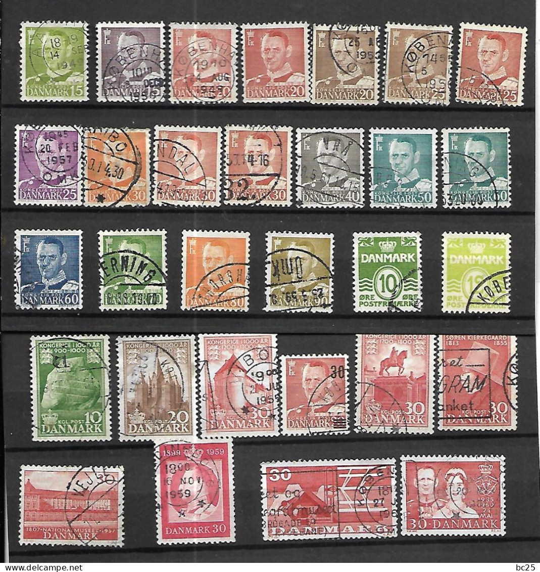 DANEMARK-BRADES AVANT RETRAIT - 30 TRES BEAUX TIMBRES OBLITERES- PAS D'EMINCES- DE 1948-60 - Used Stamps