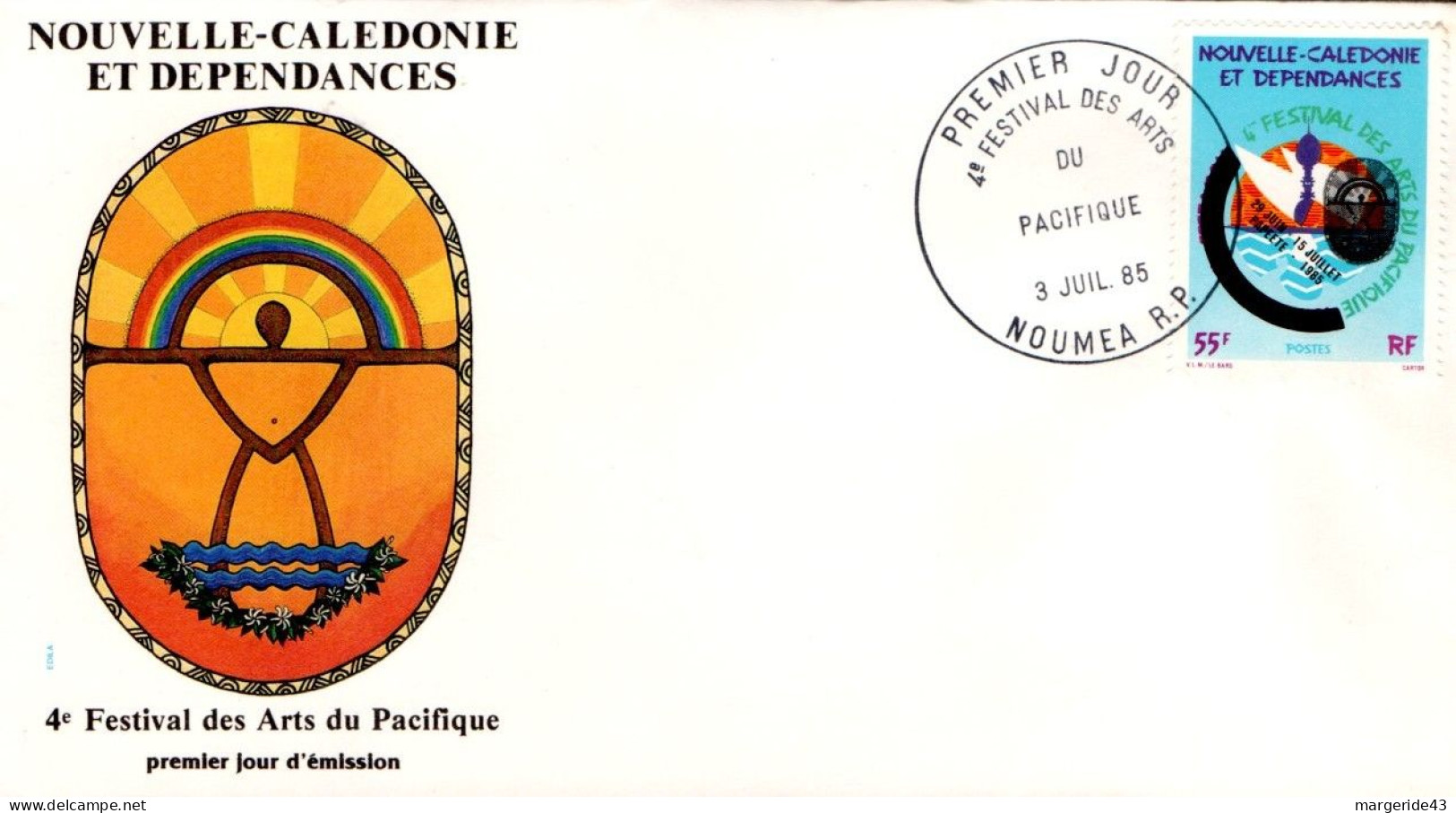 NOUVELLE CALEDONIE FDC 1985 FESTIVAL ARTS DU PACIFIQUE - FDC