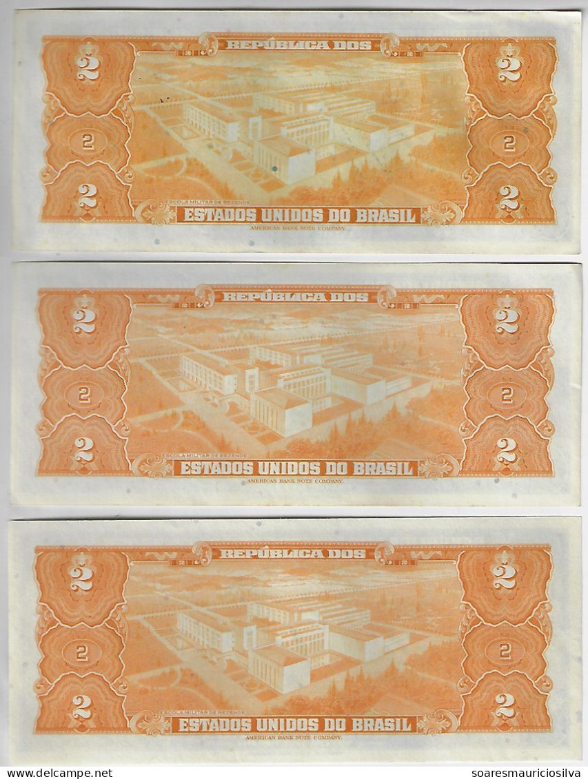 Brazil 3 Banknote Amato 14/16 Pick-133 151a 151b 2 Cruzeiros 1944 / 1956 Uncirculated - Brazilië
