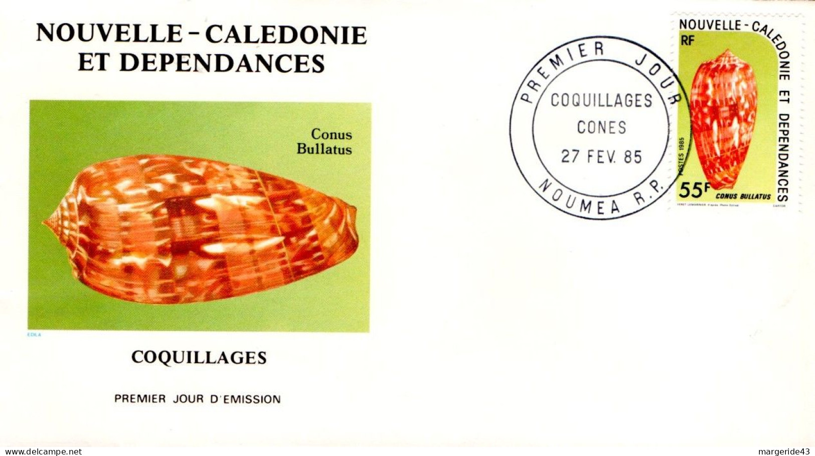 NOUVELLE CALEDONIE FDC 1985 COQUILLAGES - FDC