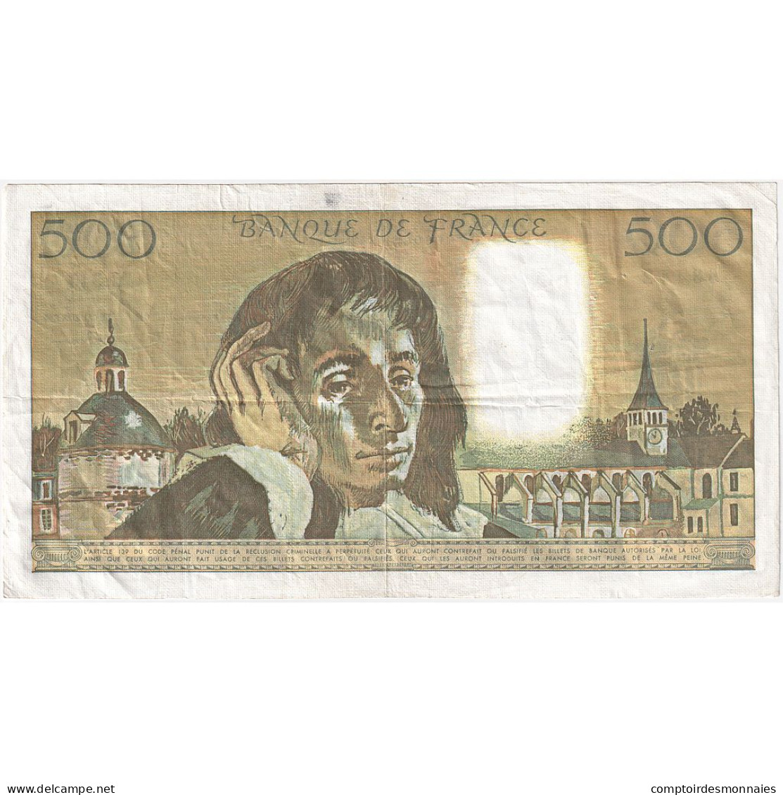 France, 500 Francs, Pascal, 1991, C.345, TTB+, Fayette:71.47, KM:156h - 500 F 1968-1993 ''Pascal''