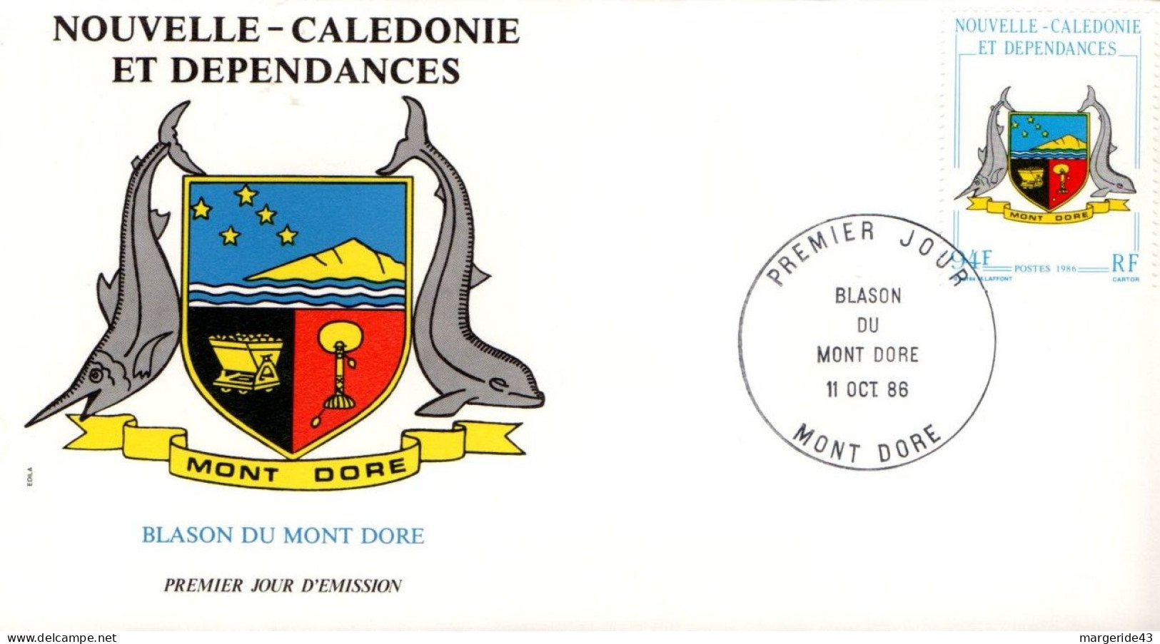 NOUVELLE CALEDONIE FDC 1986 BLASON DU MONT DORE - FDC