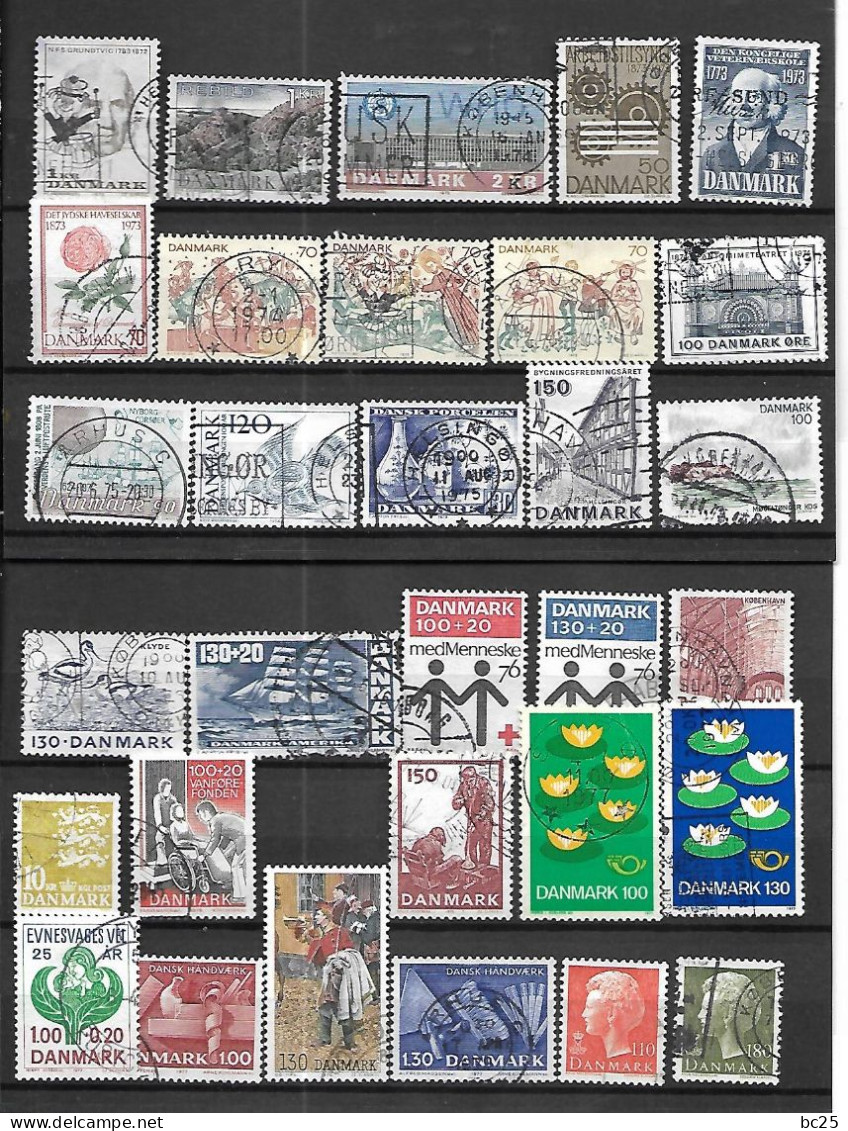 DANEMARK- BRADES AVANT RETRAIT-45 TRES BEAUX TIMBRES OBLITERES- PAS D'EMINCES- DEPUIS 1971-80-VOIR 2 SCANS - Usado