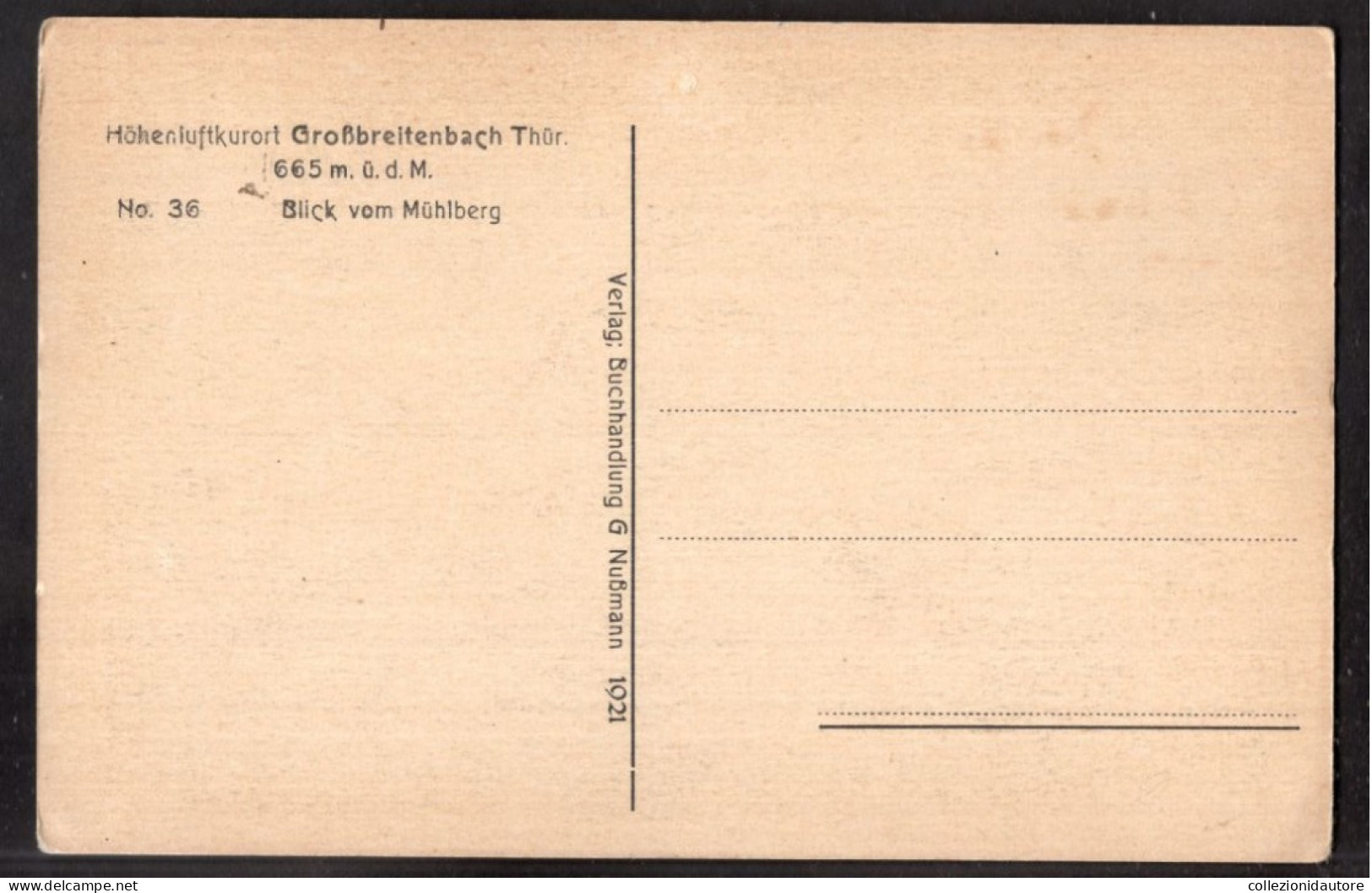 GROßBREITENBACH VOM MÜHLBERG - LOUIS REINHARDT - HÖHENLUFTKURORT GROSSBREITENBACH THÜR CARTOLINA FP NUOVA - Muehlberg