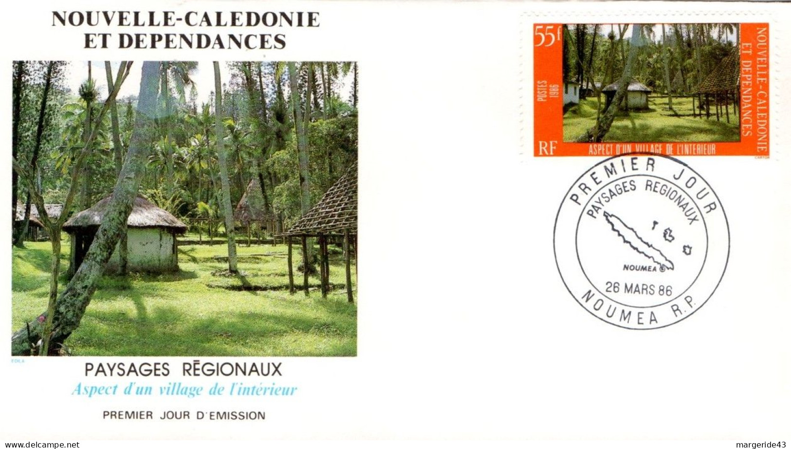 NOUVELLE CALEDONIE FDC 1986 PAYSAGES REGIONAUX - FDC