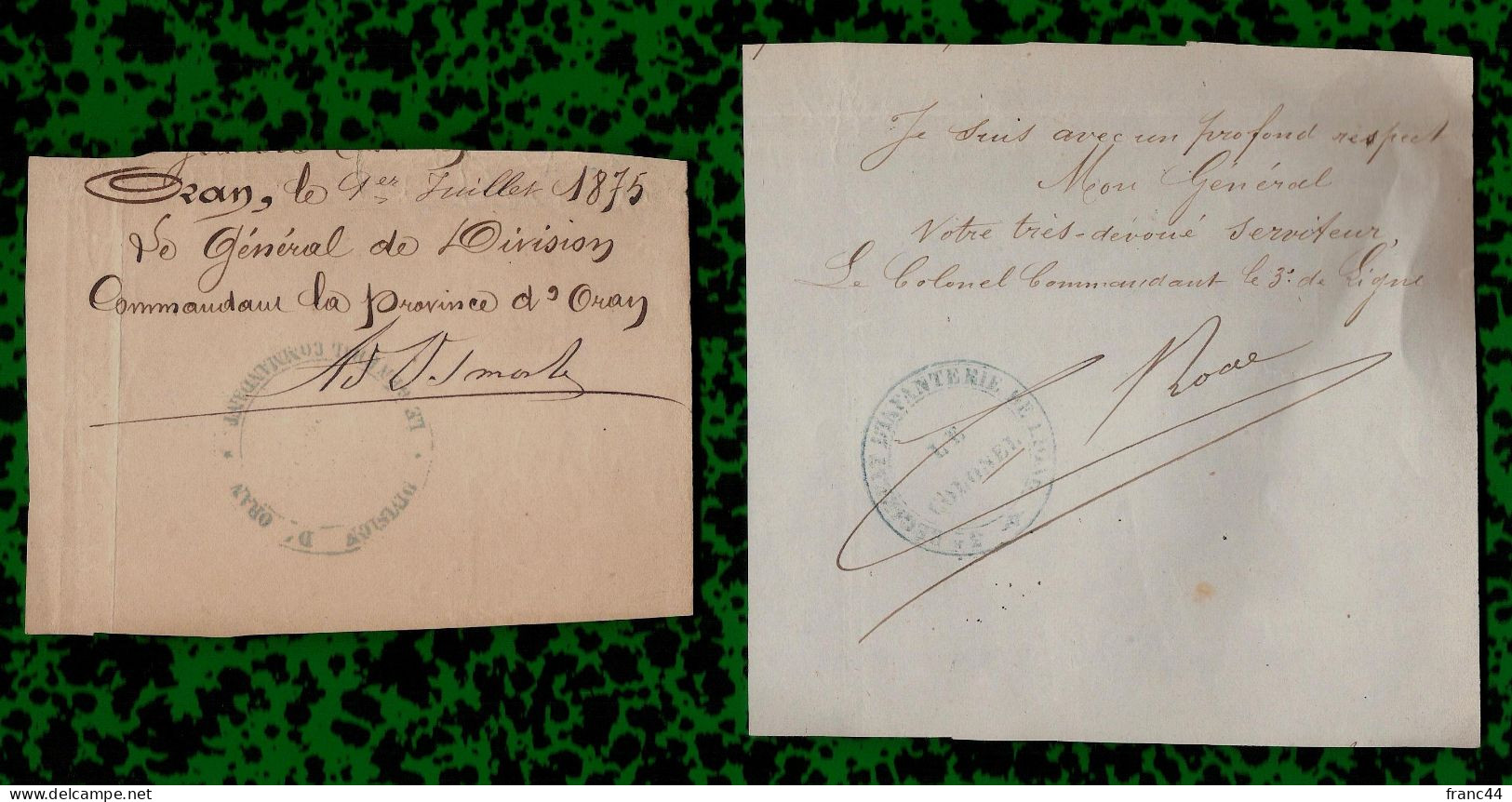 2 Fragments Autographes Avec Signatures D'officier ... à Identifier - Historical Figures