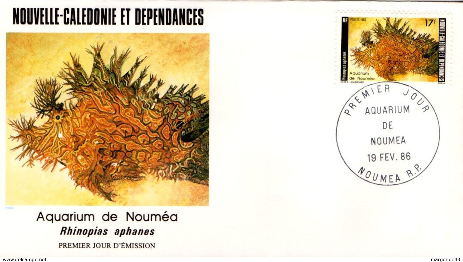 NOUVELLE CALEDONIE FDC 1986 AQUARIUM DE NOUMEA - FDC