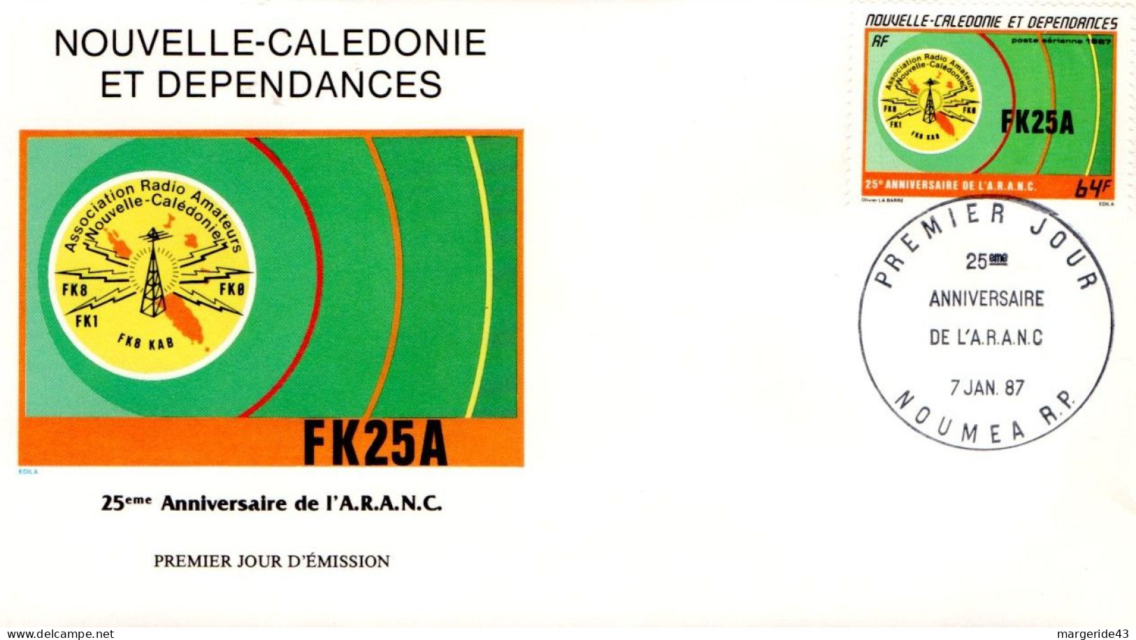 NOUVELLE CALEDONIE FDC 1987 RADIOS AMATEURS - FDC