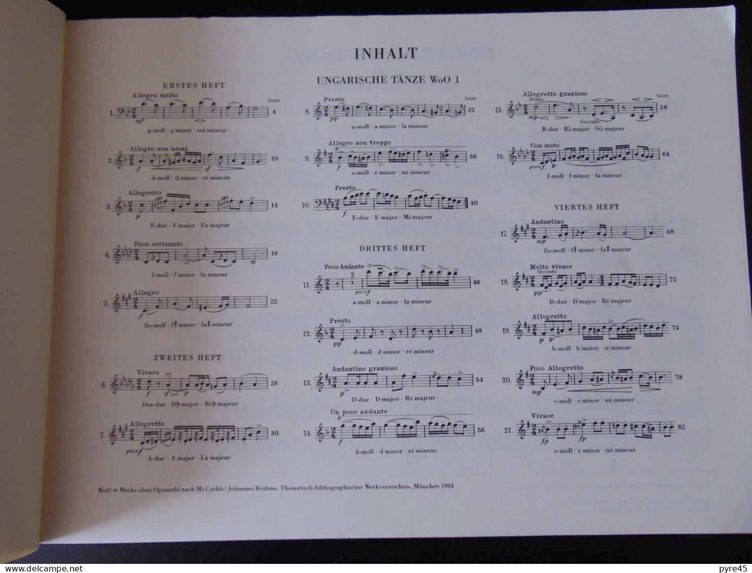 Partition " Brahms, Danses Hongroises " Piano à 4 Mains, 85 Pages, 1984 - Partitions Musicales Anciennes