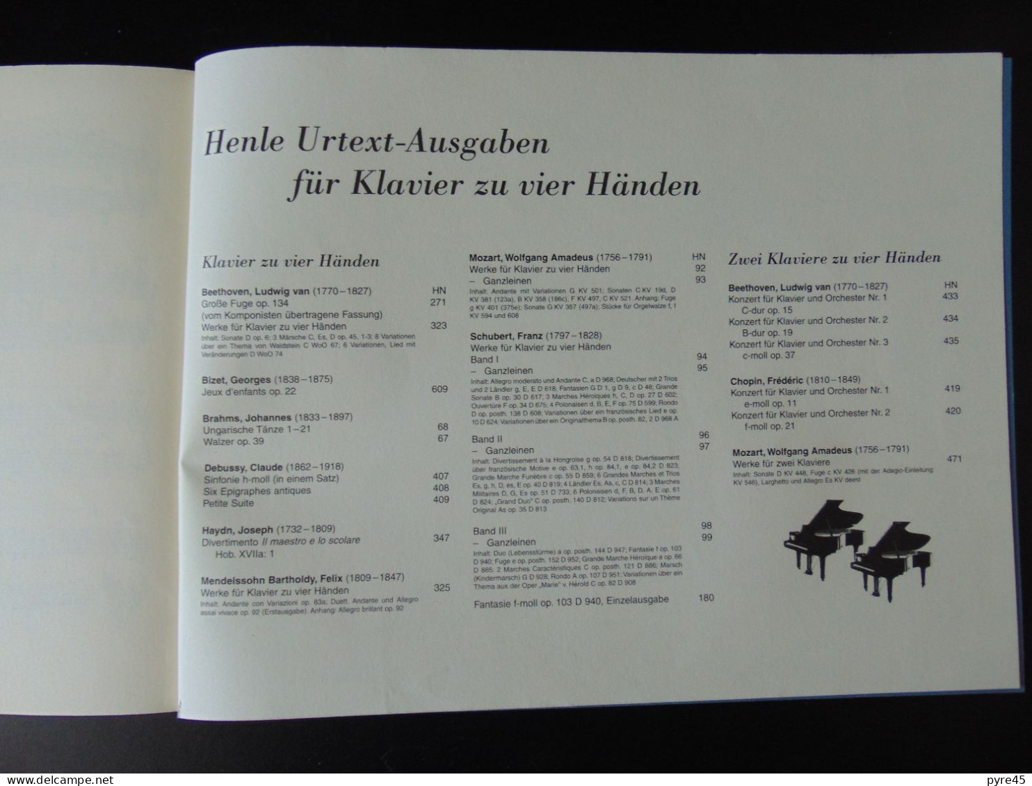 Partition " Brahms, Danses hongroises " Piano à 4 mains, 85 pages, 1984