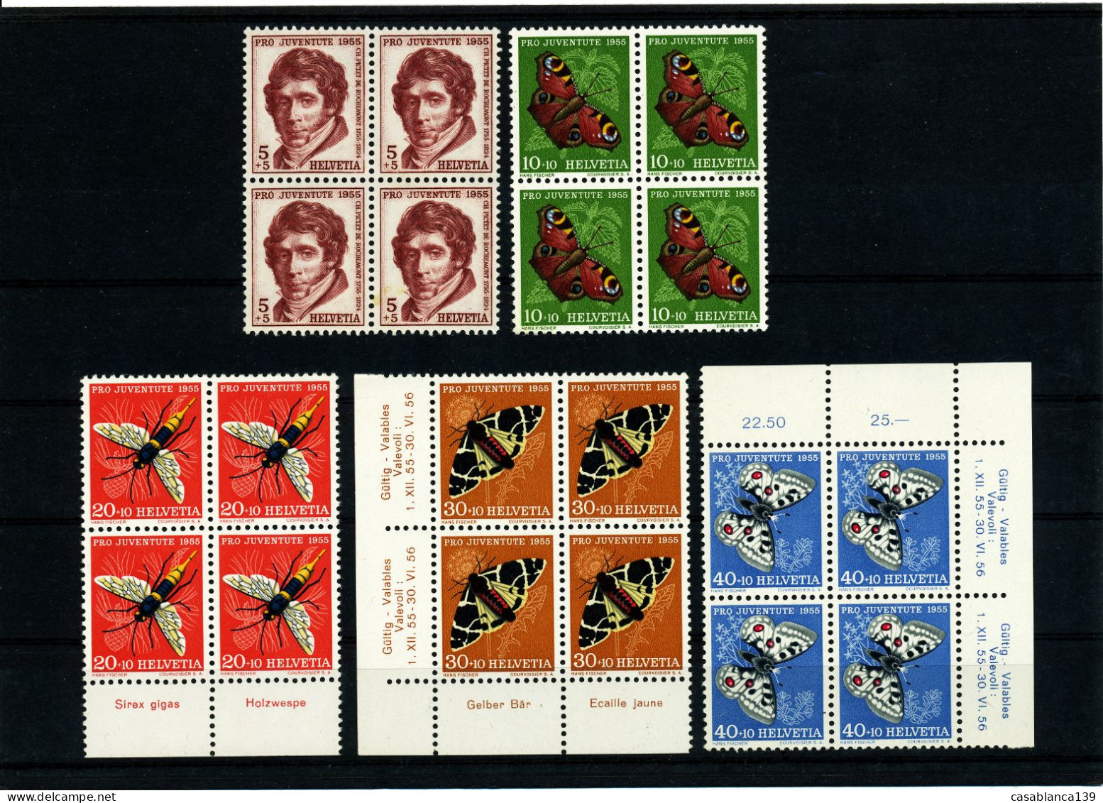 Switzerland, Pro Juventute 1955, Cpl. MNH En Bloc Of 4, W/margins, Mi. 56€, - Unused Stamps
