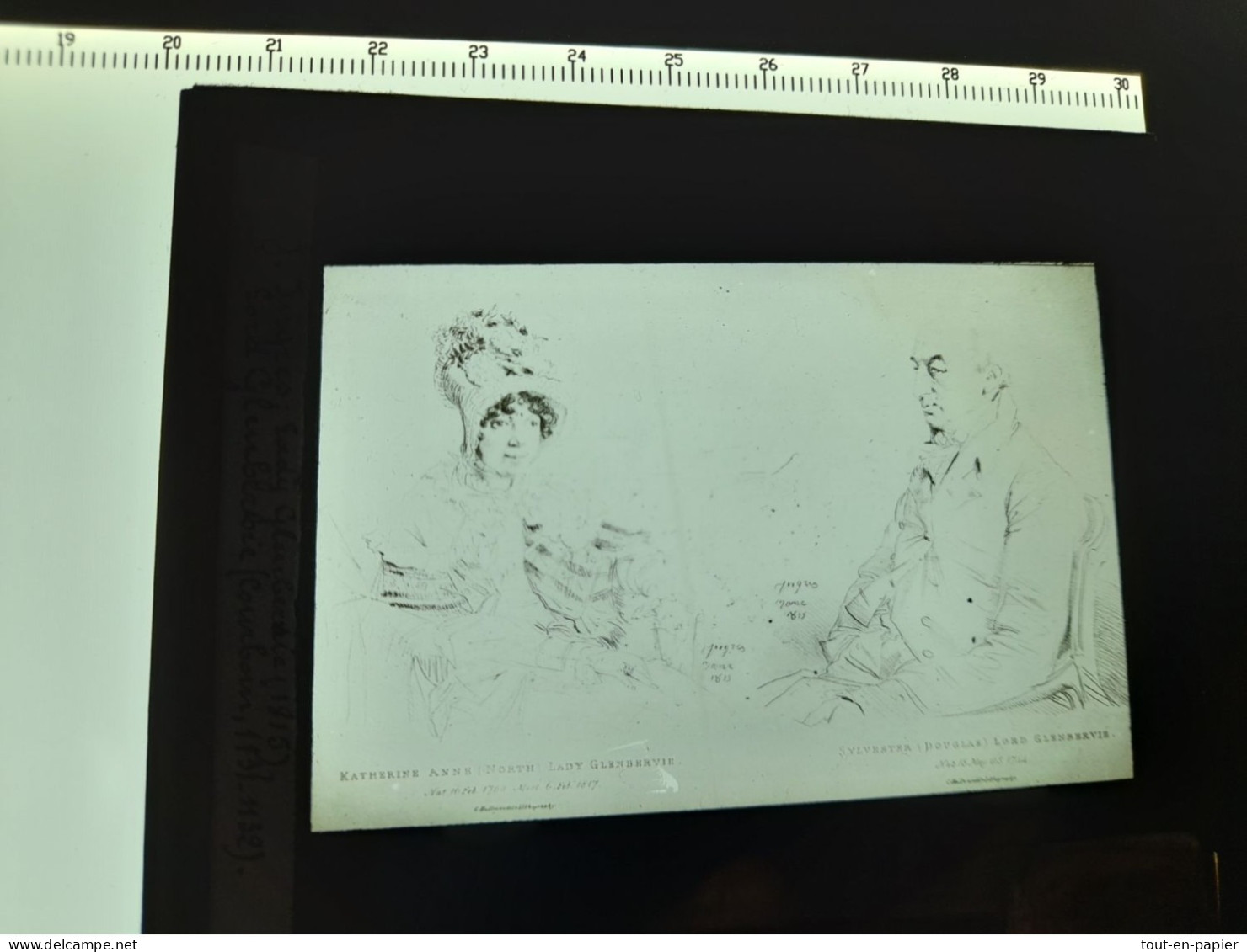 Plaque De Verre Positif - Ingres Lady Et Lord  Glenbervie  - Archives Courboin - Diapositivas De Vidrio