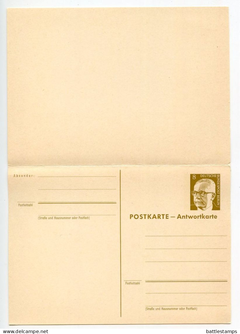 Germany, Berlin 1970's 3 Mint Postal Reply Cards - 8pf., 25pf. & 30pf. President Heinemann - Postkarten - Ungebraucht