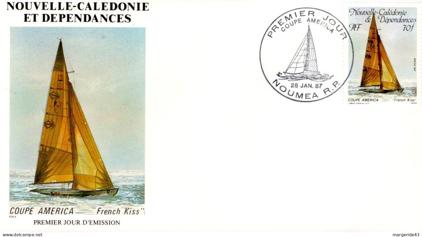 NOUVELLE CALEDONIE FDC 1987 VOILE COUPE DE L'AMERICA - FDC