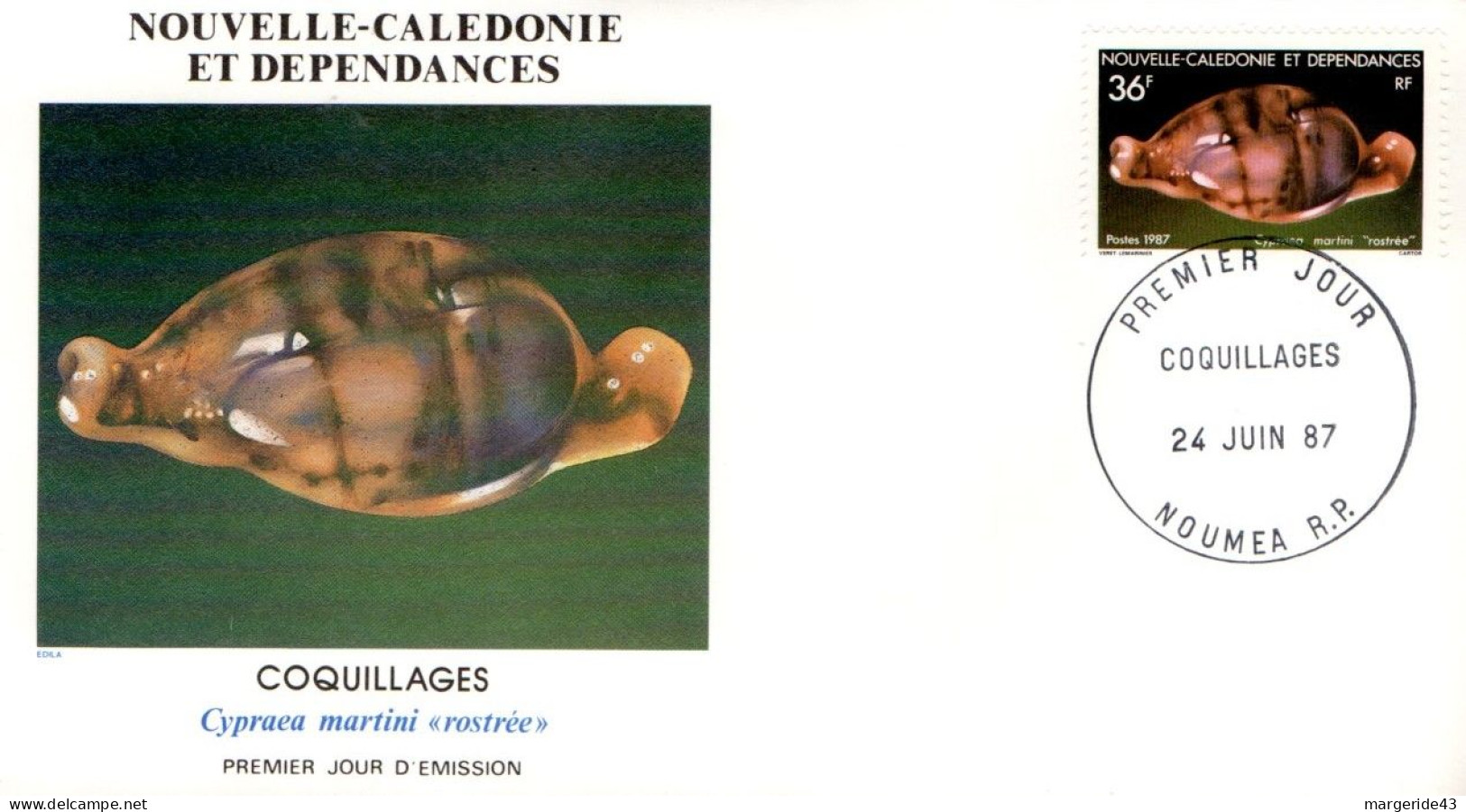 NOUVELLE CALEDONIE FDC 1987 COQUILLAGES - FDC