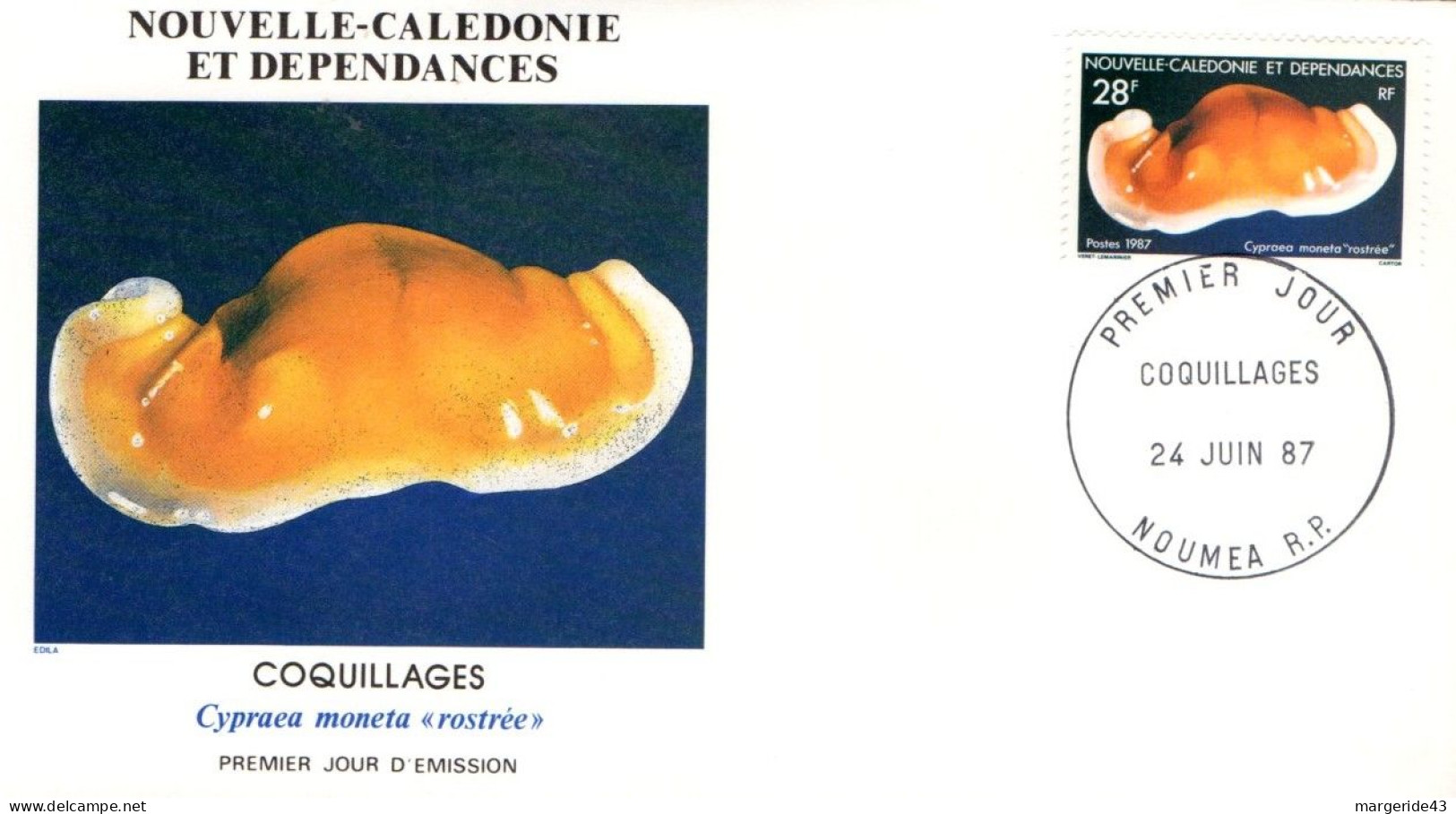 NOUVELLE CALEDONIE FDC 1987 COQUILLAGES - FDC