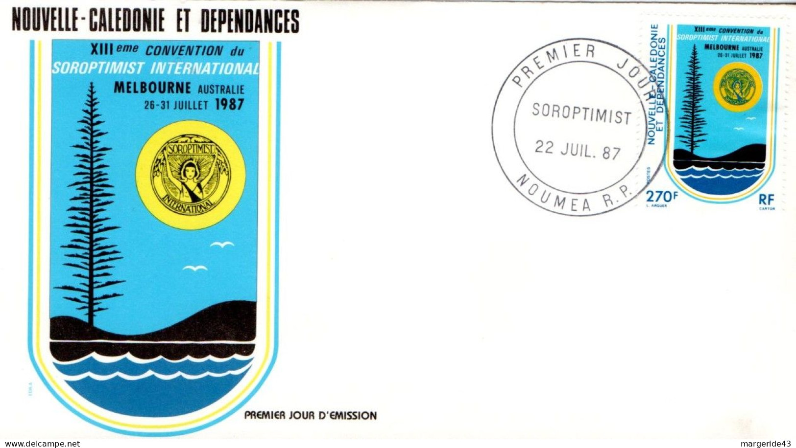 NOUVELLE CALEDONIE FDC 1987 CONVENTION SOROPTIMIST - FDC