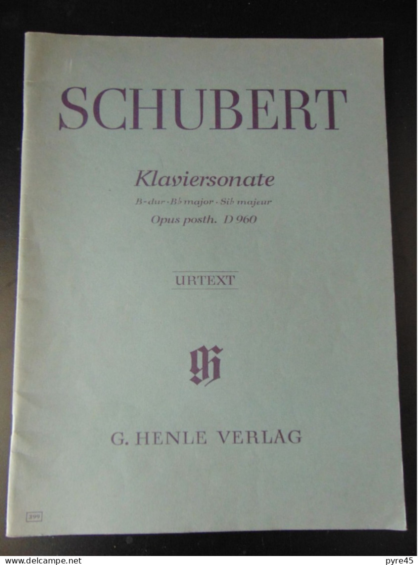 Partition " Schubert, Sonate Pour Piano " 1961, 33 Pages - Partitions Musicales Anciennes
