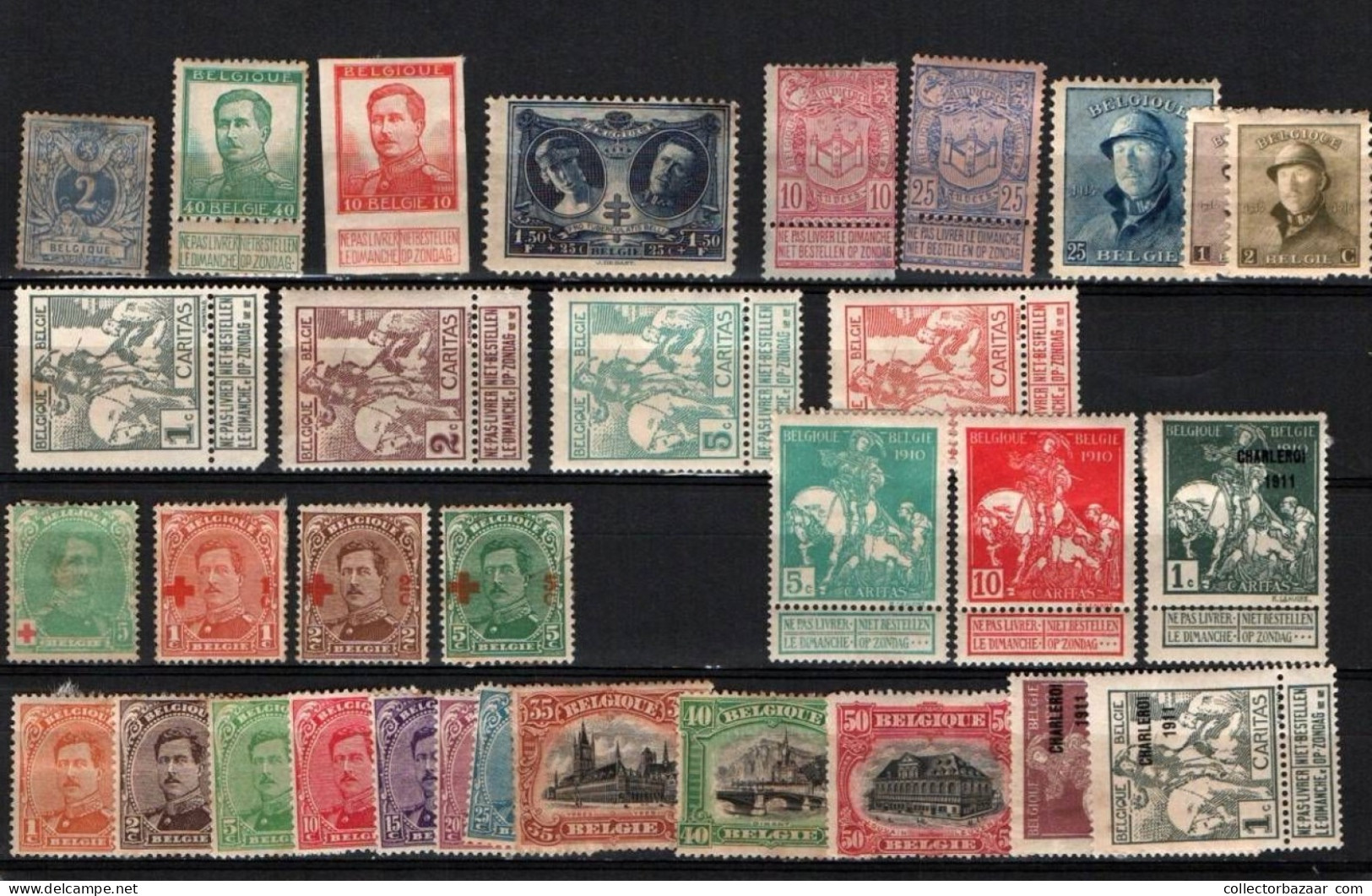 Belgium Belgique A Few Stamps MInt One Imperforated Old Horse Topic Until 1915 - Collections