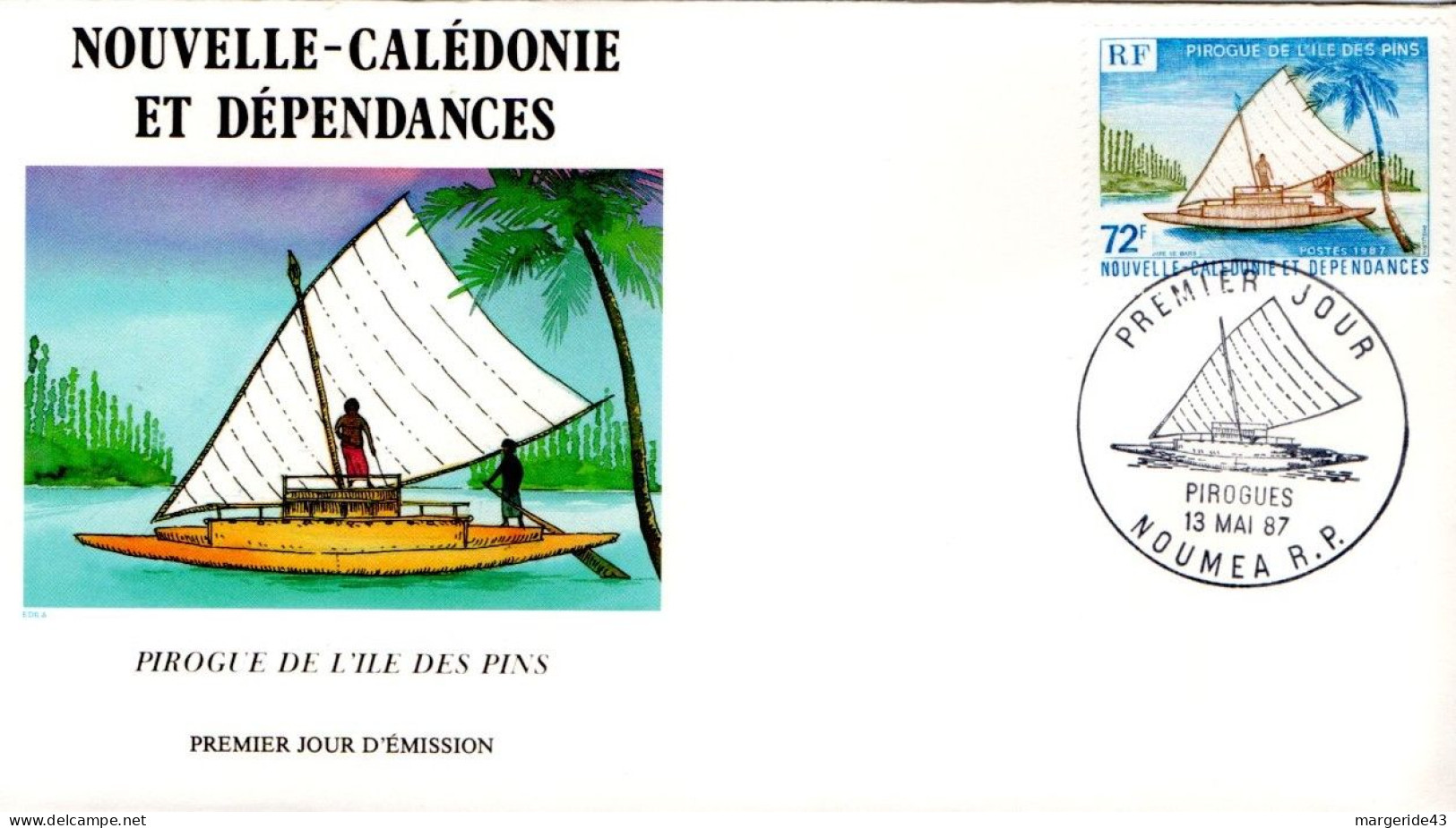 NOUVELLE CALEDONIE FDC 1987 PIROGUES CALEDONIENNES - FDC