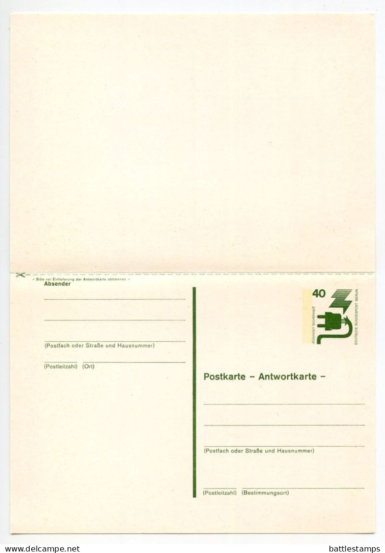 Germany, Berlin 1970's 2 Mint Postal Reply Cards - 20pf. & 40pf. Accident Prevention - Postkaarten - Ongebruikt