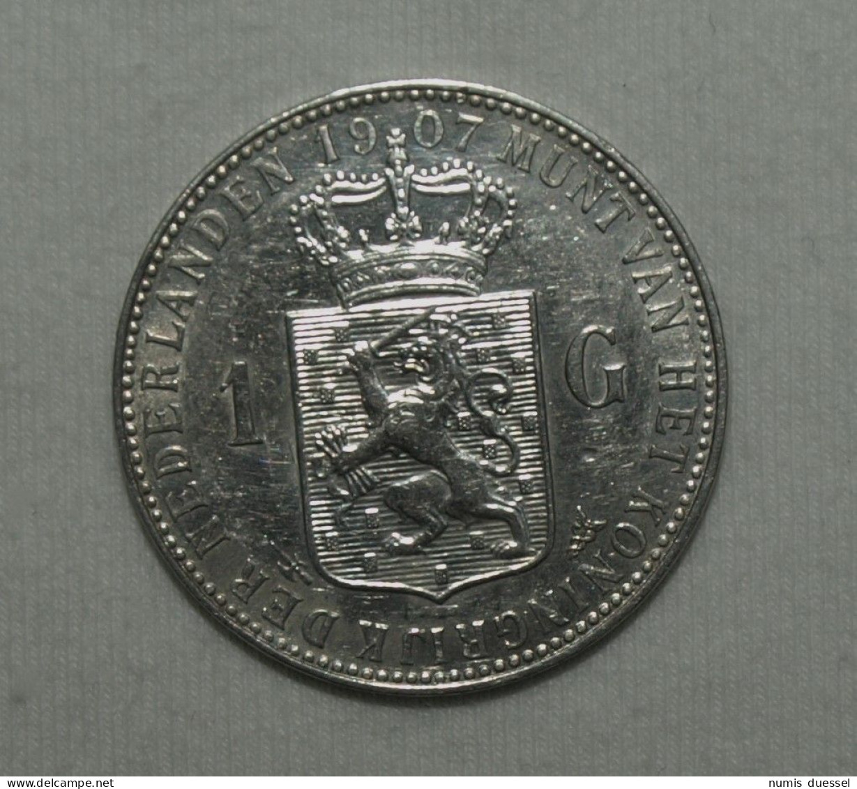 Silber/Silver Niederlande/Netherlands Wilhelmina, 1907, 1 Gulden VZ/XF - 1 Florín Holandés (Gulden)