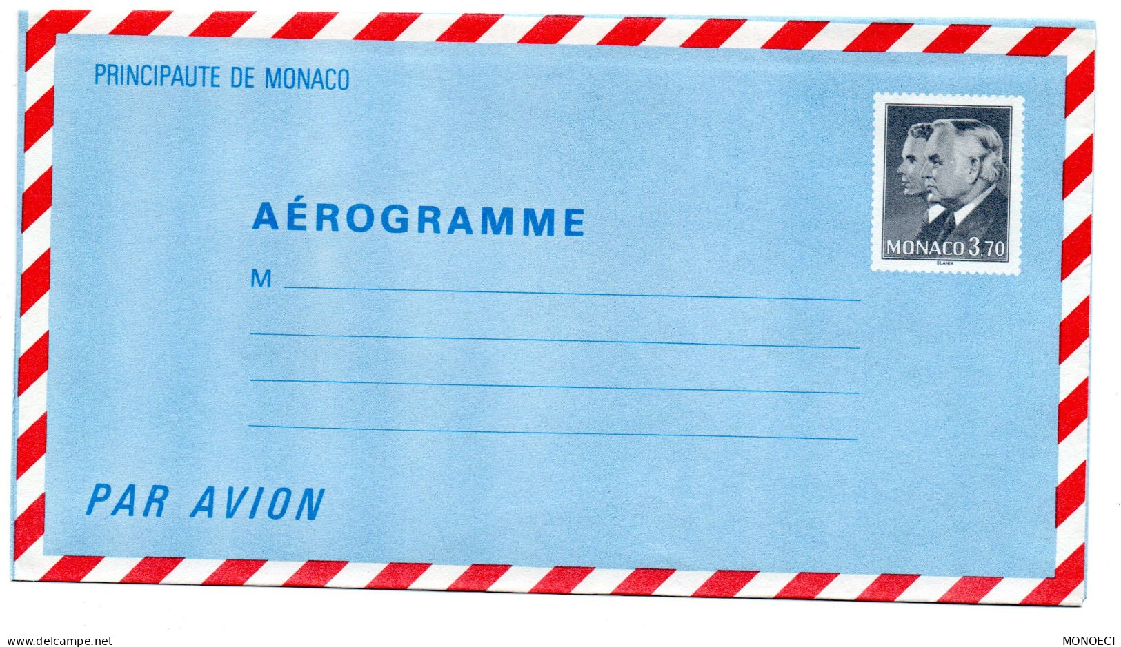 MONACO -- MONTE CARLO -- Monégasque -- Entier Postal -- Aérogramme -- Princes Rainier III Et Albert 3 F.70 - Postwaardestukken