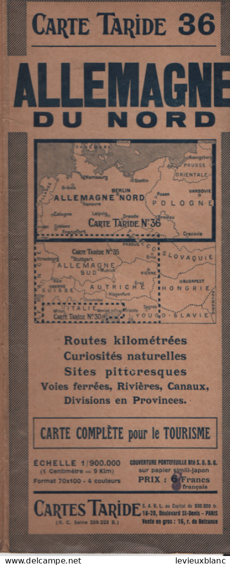 Carte routière ancienne /TARIDE N°36/ Allemagne du Nord/Carte de la POLOGNE à Berlin /Vers 1935-1940       PGC559