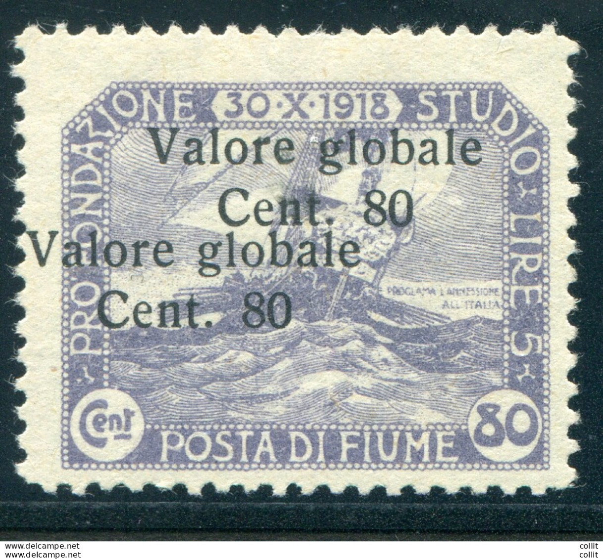 Fiume Valore Globale Cent. 80 Doppia Stampa - Varietà - Other & Unclassified