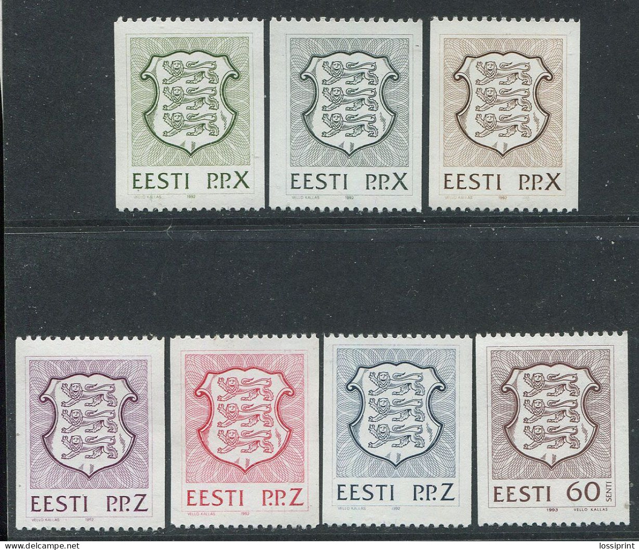 Estonia:Unused Stamps Serie Coat Of Arms, P.P.X, P.P.Z And 60 Cents, 1992-1993, MNH - Timbres