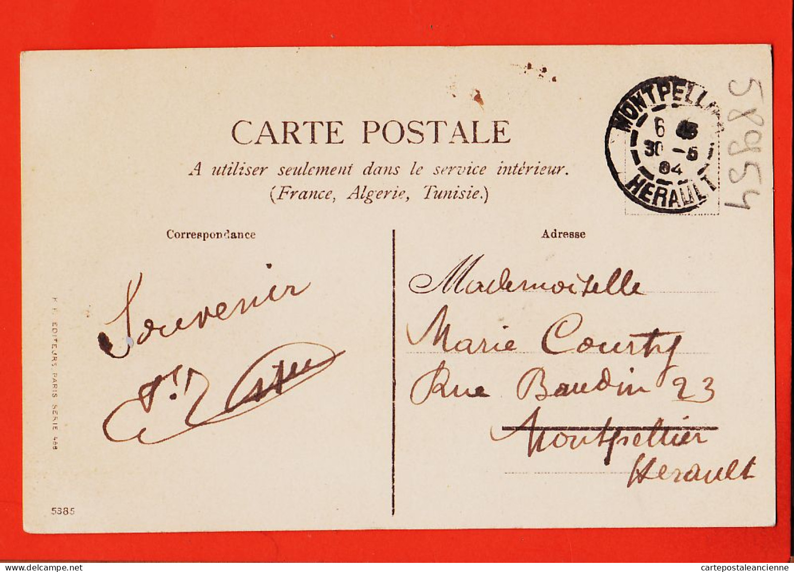 16950 / Corrida Una VARA Illustration 1904 à Marie COURTY 23 Rue Baudin Montpellier Edition K-F Série 488 N° 5385 - Corridas