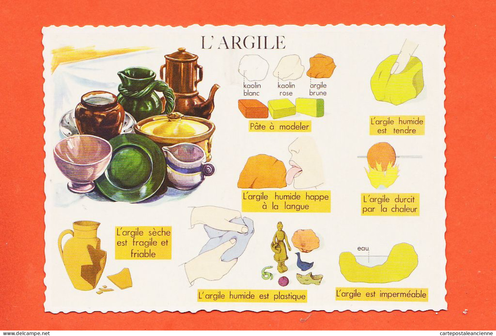 16959 / L'ARGILE Carte Didactique Les Matières Leçons De Choses N°31 ROSSIGNOL Collection Comptoir De Famille 1960s - Schools