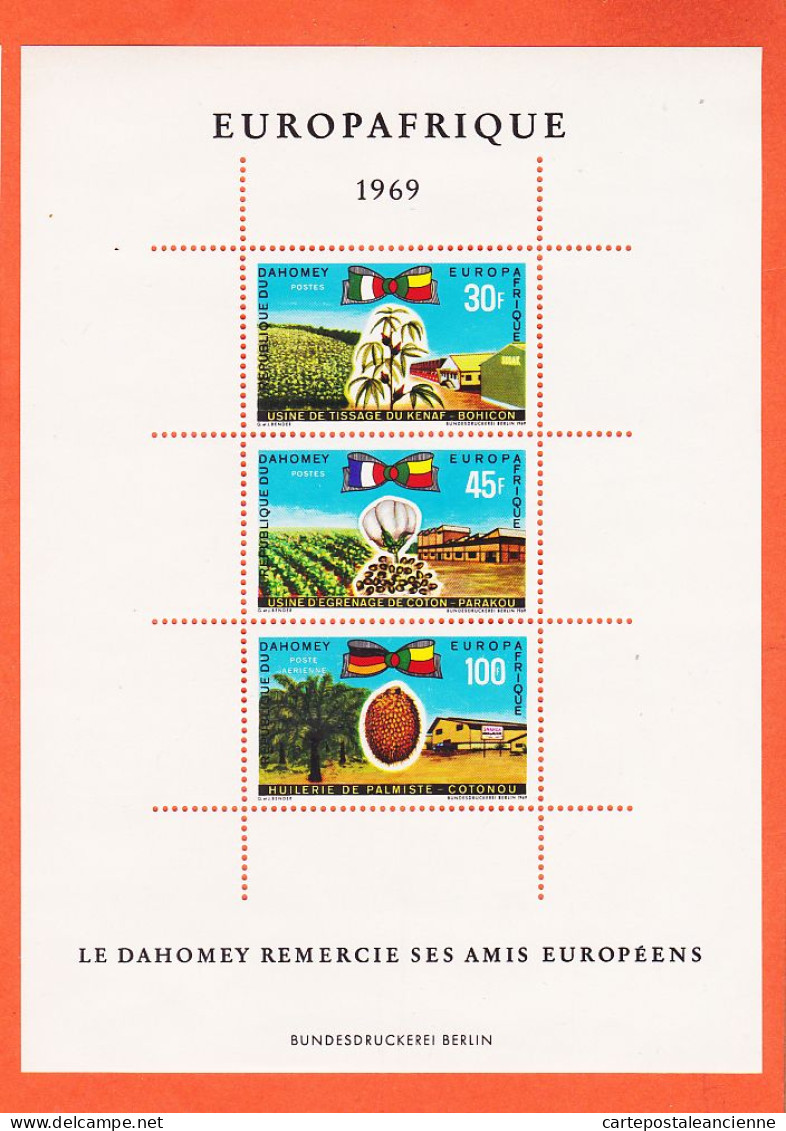 16539 / Republique DAHOMEY Feuillet Bloc 3 Timbres Yvert Tellier Y-T B-F 16 EUROPAFRIQUE 1969 LUXE MNH** - Bénin – Dahomey (1960-...)